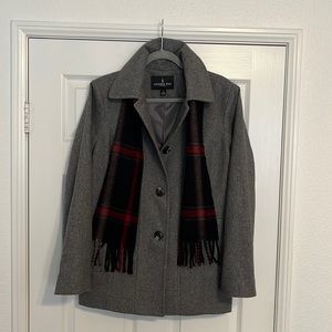 London Fog pea coat, grey wool